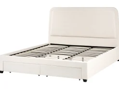 Letto con cassetti contenitori Bouclé SARDENT 180 x 200 cm Bianco sporco