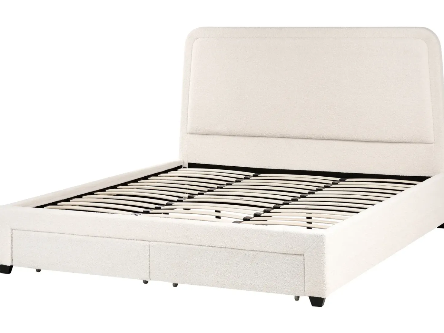 Letto con cassetti contenitori Bouclé SARDENT 180 x 200 cm Bianco sporco