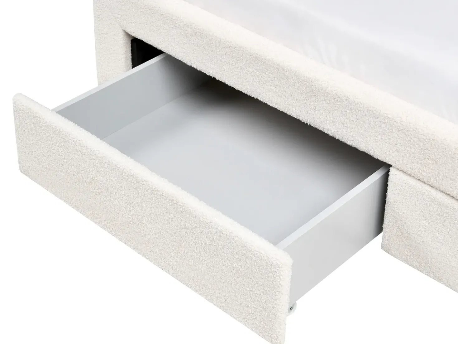 Letto con cassetti contenitori Bouclé SARDENT 180 x 200 cm Bianco sporco