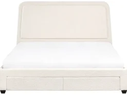 Letto con cassetti contenitori Bouclé SARDENT 180 x 200 cm Bianco sporco