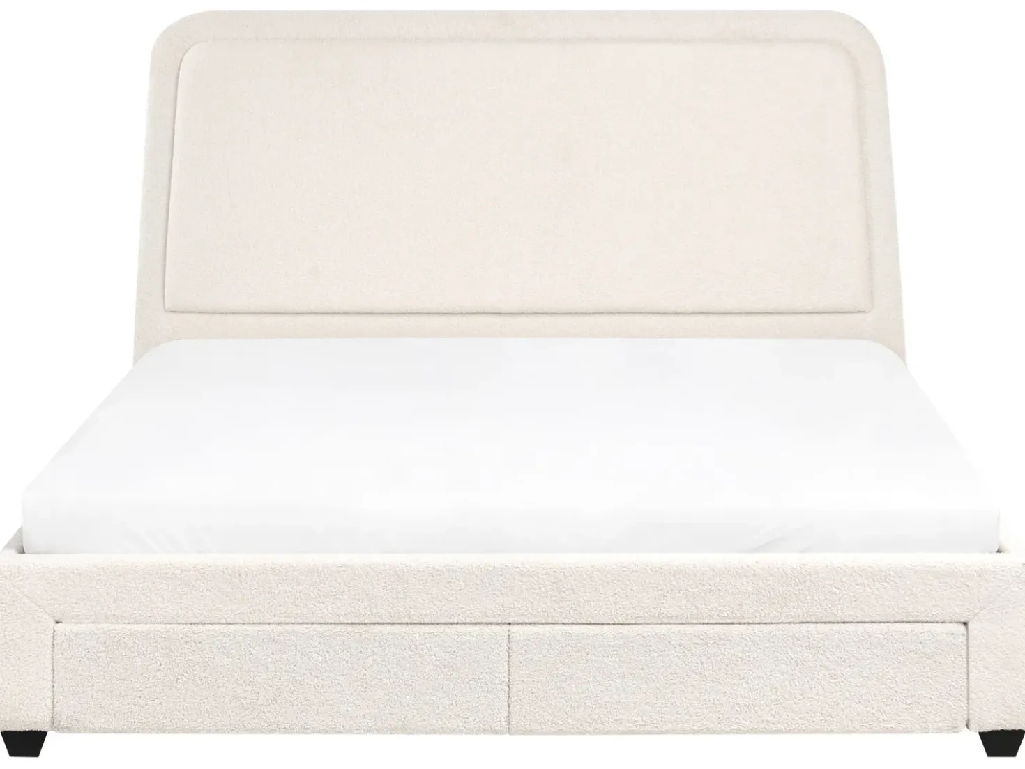 Letto con cassetti contenitori Bouclé SARDENT 180 x 200 cm Bianco sporco