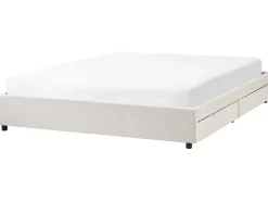 Letto con cassetti contenitore senza testata Tessuto PRADES 180 x 200 cm Beige chiaro