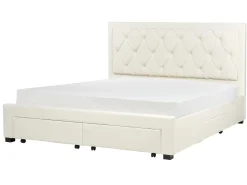 Letto con cassetti contenitori Velluto LIEVIN 180 x 200 cm Beige chiaro