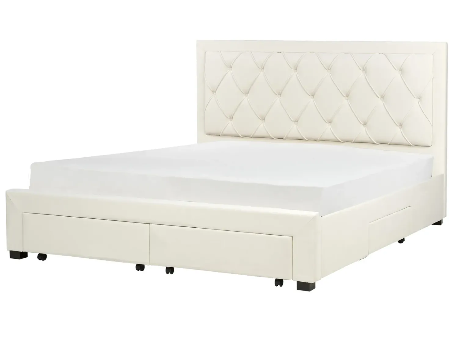 Letto con cassetti contenitori Velluto LIEVIN 180 x 200 cm Beige chiaro