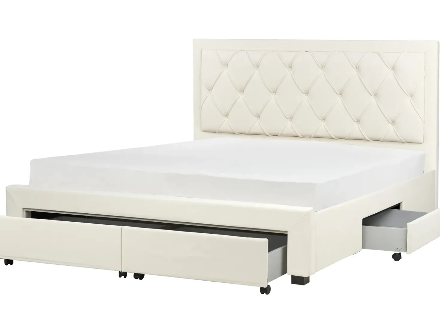 Letto con cassetti contenitori Velluto LIEVIN 180 x 200 cm Beige chiaro
