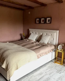 Letto con cassetti contenitori Velluto LIEVIN 180 x 200 cm Beige chiaro