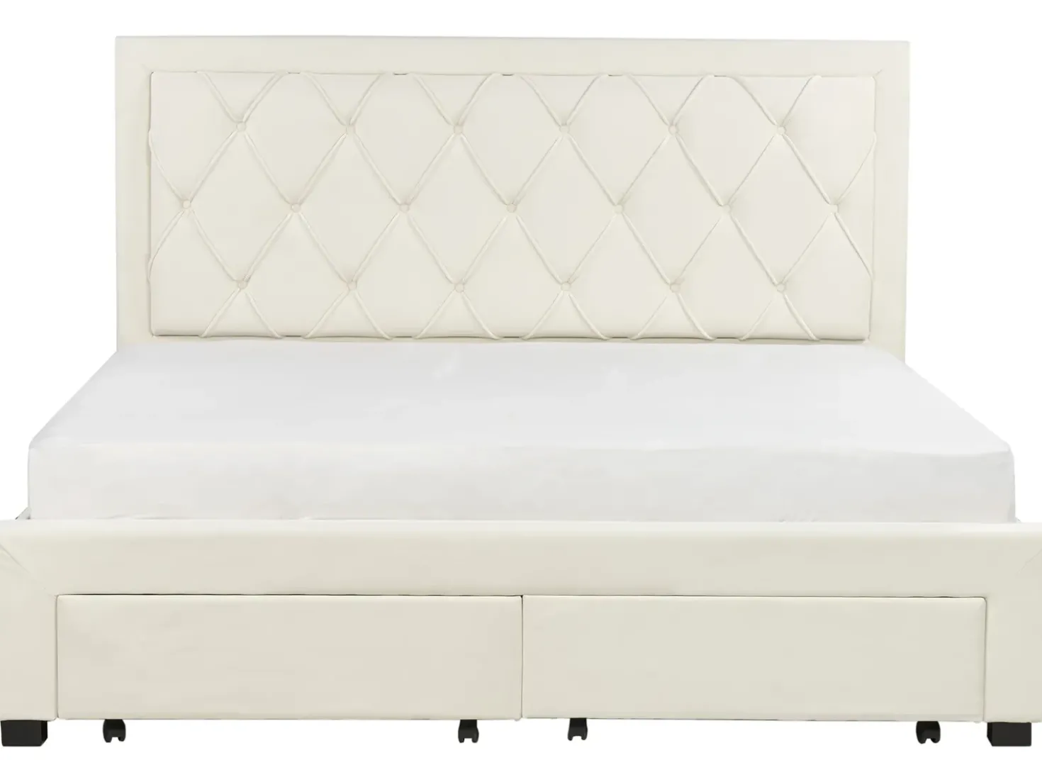 Letto con cassetti contenitori Velluto LIEVIN 180 x 200 cm Beige chiaro