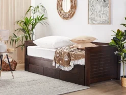 Letto con cassetti contenitori Legno CAHORS 90 x 200 cm Marrone scuro