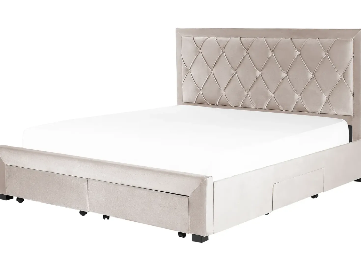 Letto con cassetti contenitori Velluto LIEVIN 180 x 200 cm Beige