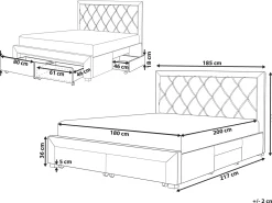 Letto con cassetti contenitori Velluto LIEVIN 180 x 200 cm Beige