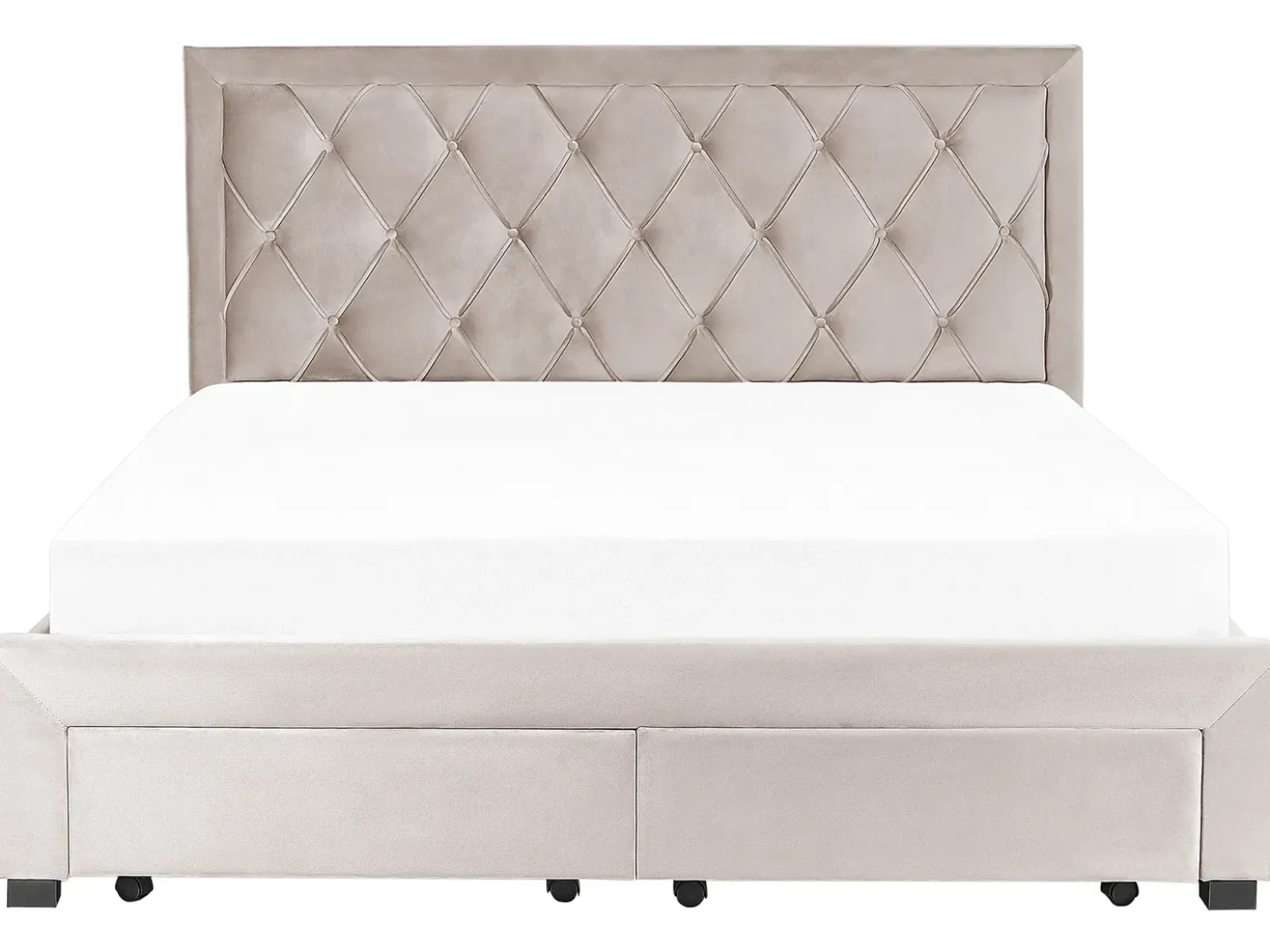 Letto con cassetti contenitori Velluto LIEVIN 180 x 200 cm Beige