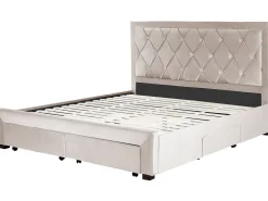Letto con cassetti contenitori Velluto LIEVIN 180 x 200 cm Beige