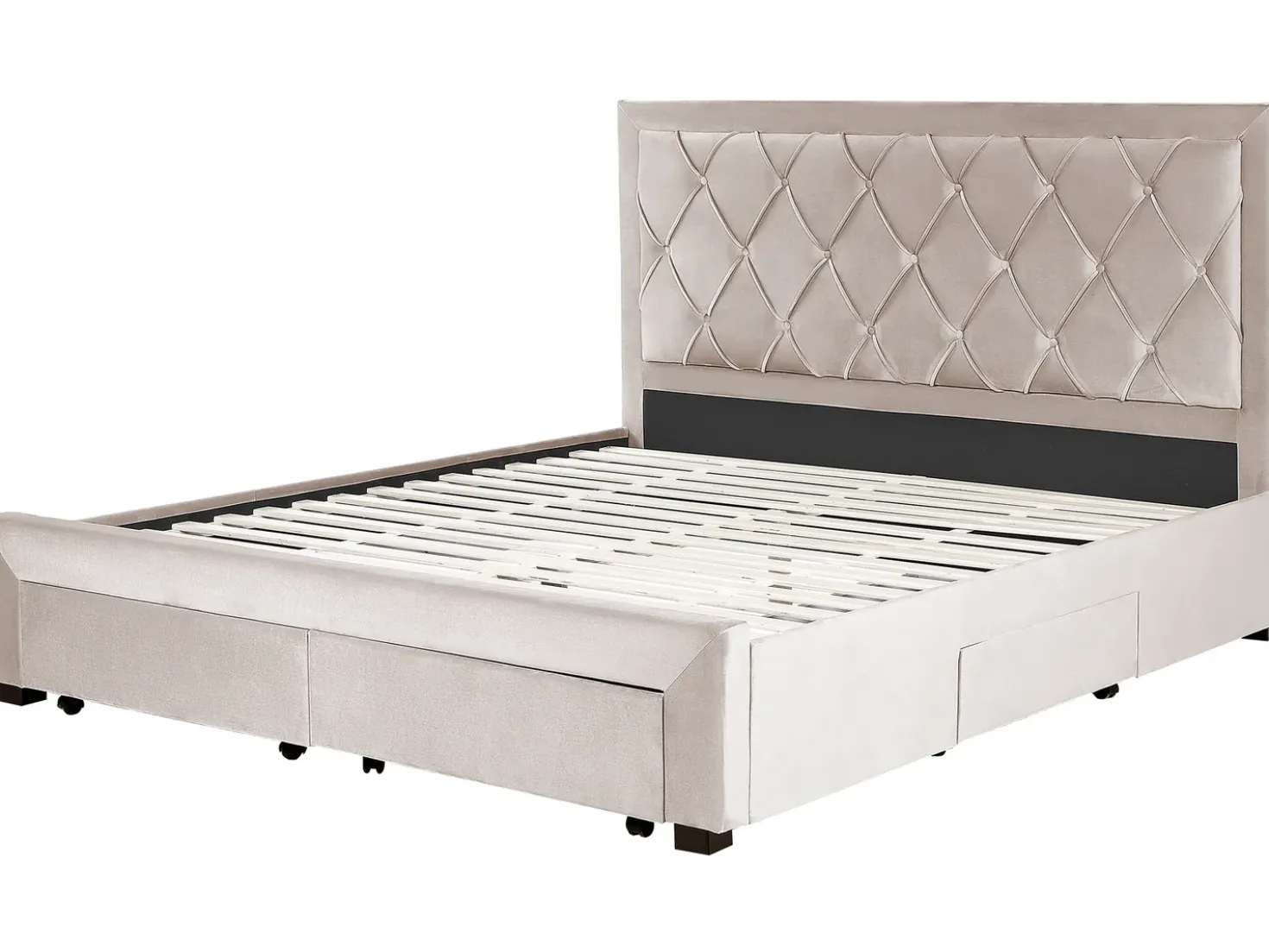 Letto con cassetti contenitori Velluto LIEVIN 180 x 200 cm Beige