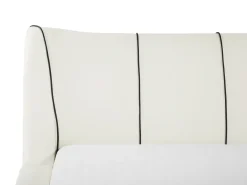 Letto con LED Pelle naturale NANTES 140 x 200 cm LED Bianco sporco
