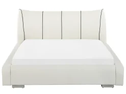 Letto con LED Pelle naturale NANTES 140 x 200 cm LED Bianco sporco