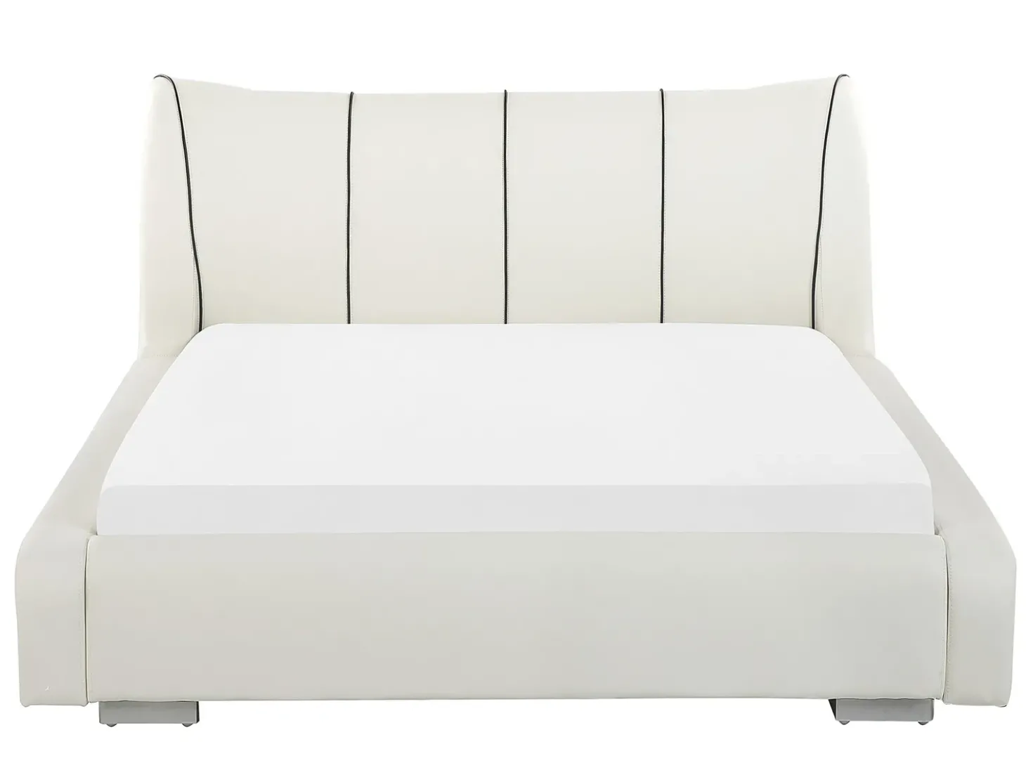 Letto con LED Pelle naturale NANTES 140 x 200 cm LED Bianco sporco