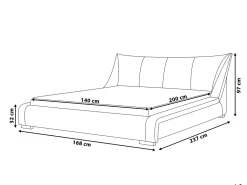 Letto con LED Pelle naturale NANTES 140 x 200 cm LED Bianco sporco