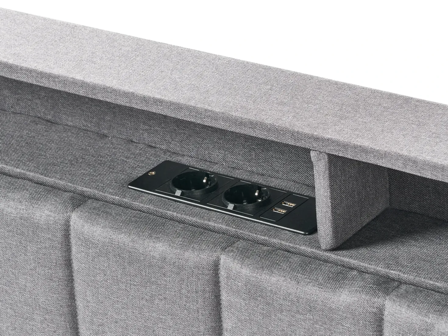 Letto con LED Tessuto BEAULIEU 180 x 200 cm con contenitore con porta USB Grigio scuro