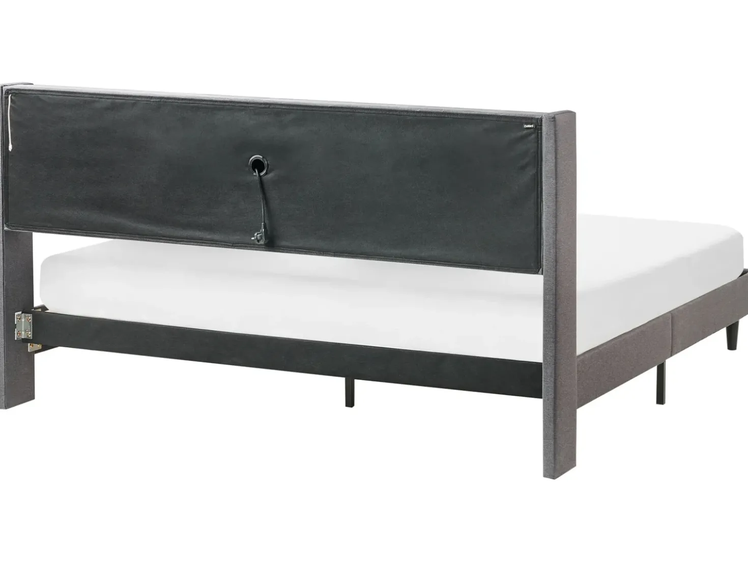 Letto con LED Tessuto BEAULIEU 180 x 200 cm con contenitore con porta USB Grigio scuro