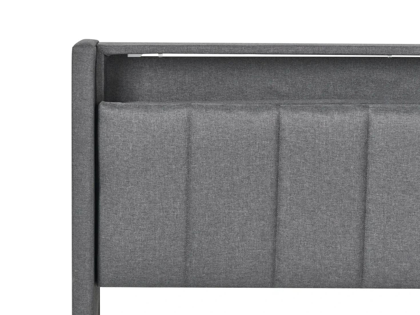 Letto con LED Tessuto BEAULIEU 180 x 200 cm con contenitore con porta USB Grigio scuro