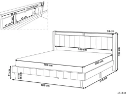 Letto con LED Tessuto BEAULIEU 180 x 200 cm con contenitore con porta USB Beige