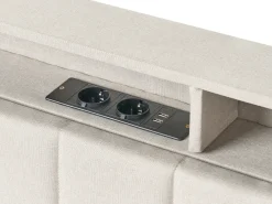 Letto con LED Tessuto BEAULIEU 180 x 200 cm con contenitore con porta USB Beige