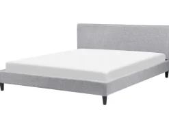 Letto con LED Tessuto FITOU 180 x 200 cm Grigio chiaro