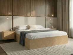 Letto con ottomano senza testata ETEL 180 x 200 cm Marrone chiaro