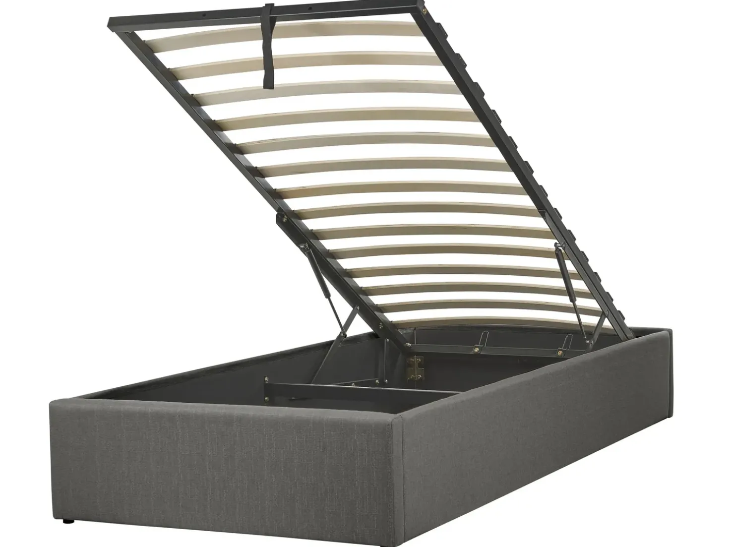 Letto con ottomano senza testata Tessuto DINAN 90 x 200 cm Grigio scuro