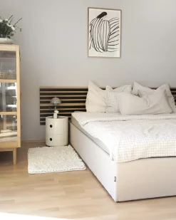Letto con ottomano senza testata Tessuto DINAN 180 x 200 cm Beige chiaro