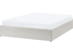 Letto con ottomano senza testata Tessuto DINAN 140 x 200 cm Beige chiaro