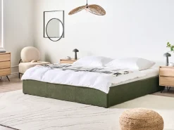 Letto con ottomano senza testata Bouclé DINAN 180 x 200 cm Verde scuro