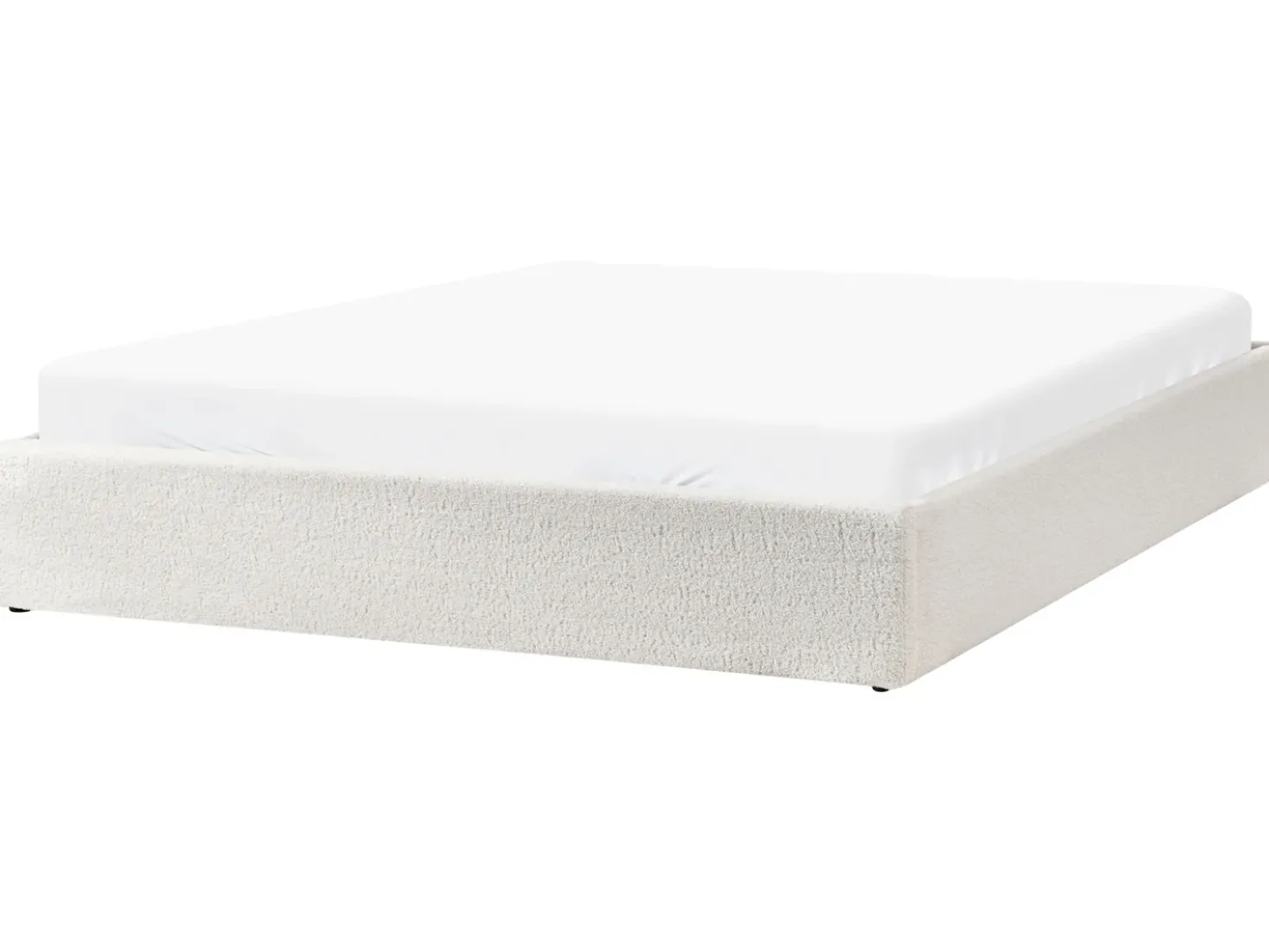 Letto con ottomano senza testata Bouclé DINAN 180 x 200 cm Bianco sporco