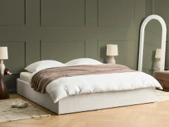 Letto con ottomano senza testata Bouclé DINAN 180 x 200 cm Bianco sporco