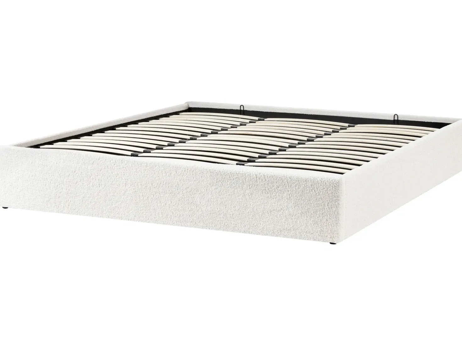 Letto con ottomano senza testata Bouclé DINAN 180 x 200 cm Bianco sporco