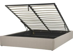 Letto con ottomano senza testata Tessuto DINAN 160 x 200 cm Marrone chiaro