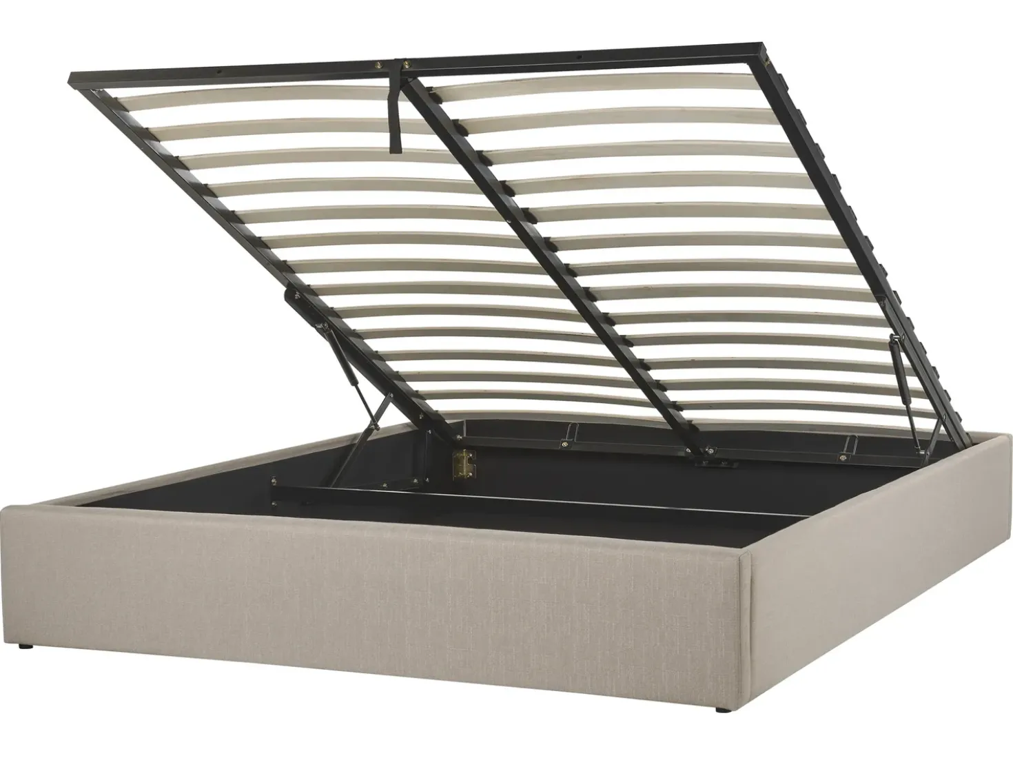 Letto con ottomano senza testata Tessuto DINAN 160 x 200 cm Marrone chiaro