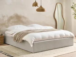Letto con ottomano senza testata Tessuto DINAN 180 x 200 cm Grigio chiaro