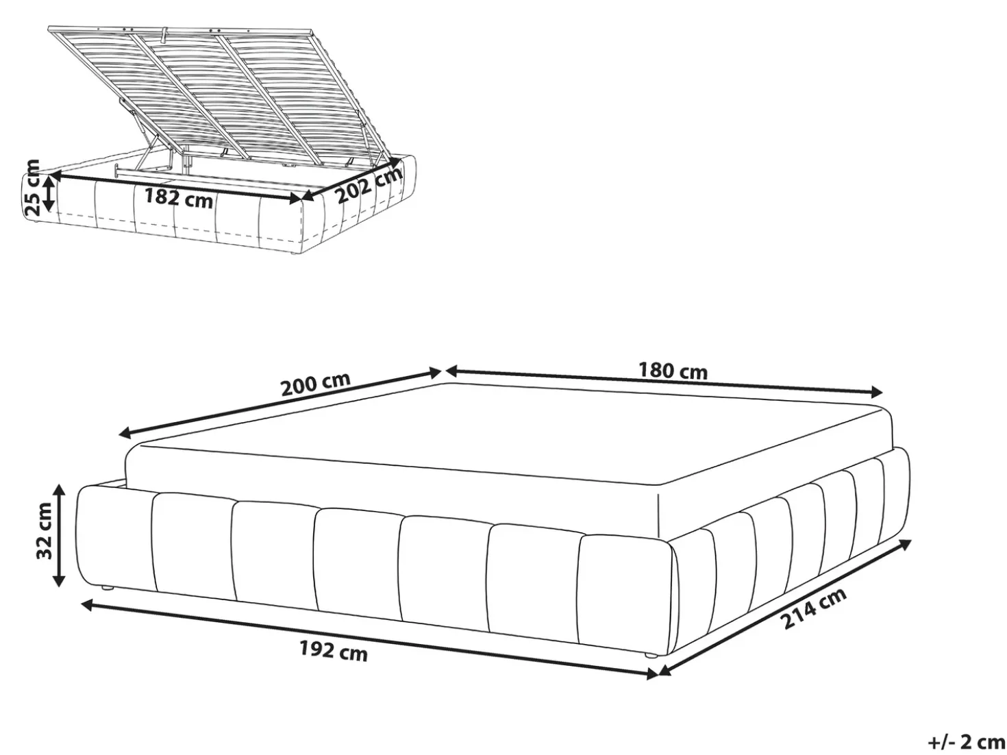 Letto con ottomano senza testata Bouclé GENAS 180 x 200 cm Bianco sporco