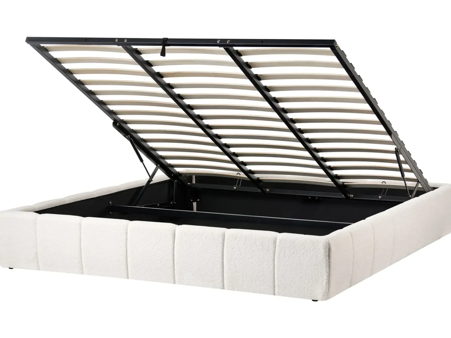 Letto con ottomano senza testata Bouclé GENAS 180 x 200 cm Bianco sporco