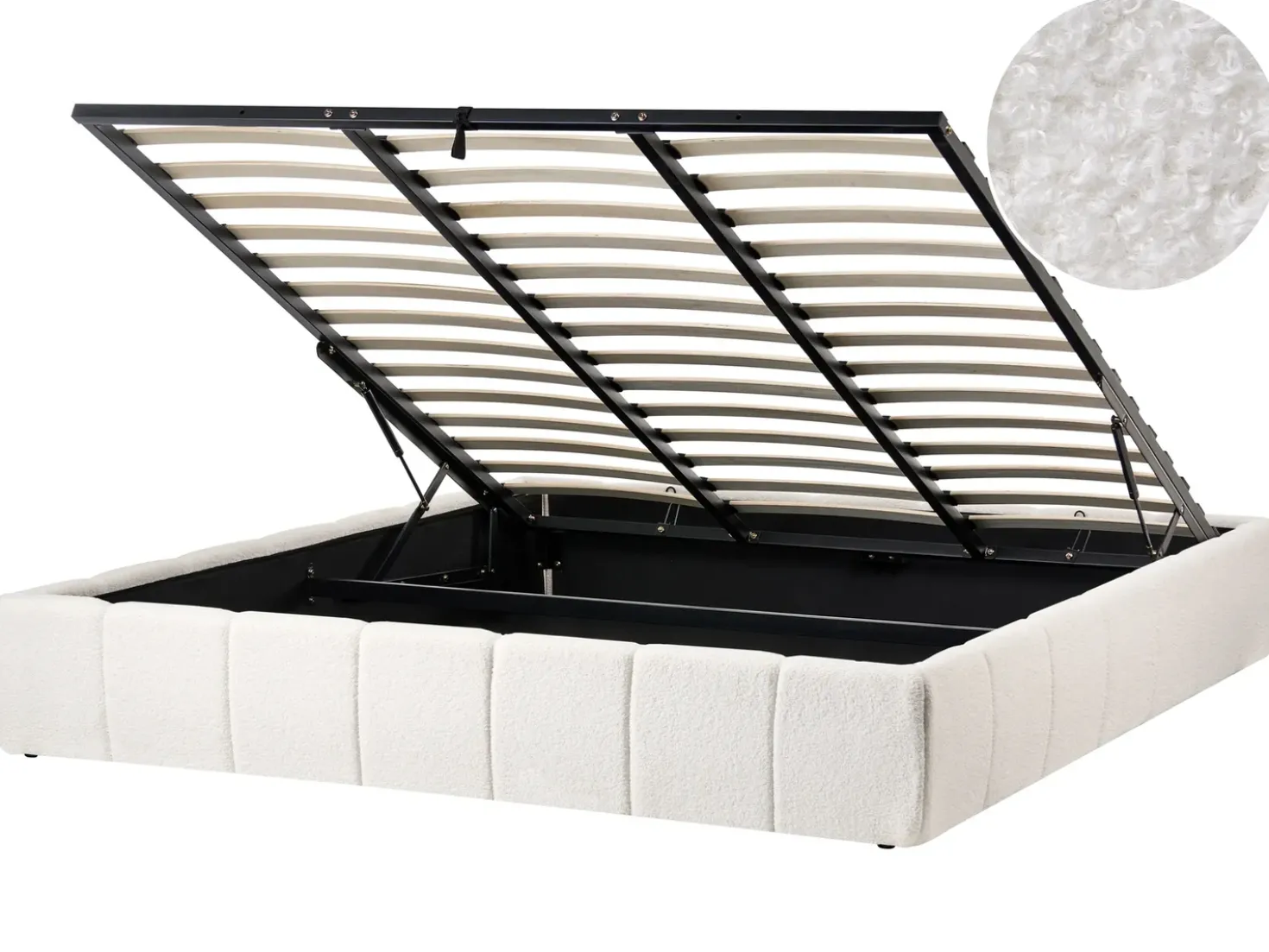 Letto con ottomano senza testata Bouclé GENAS 180 x 200 cm Bianco sporco