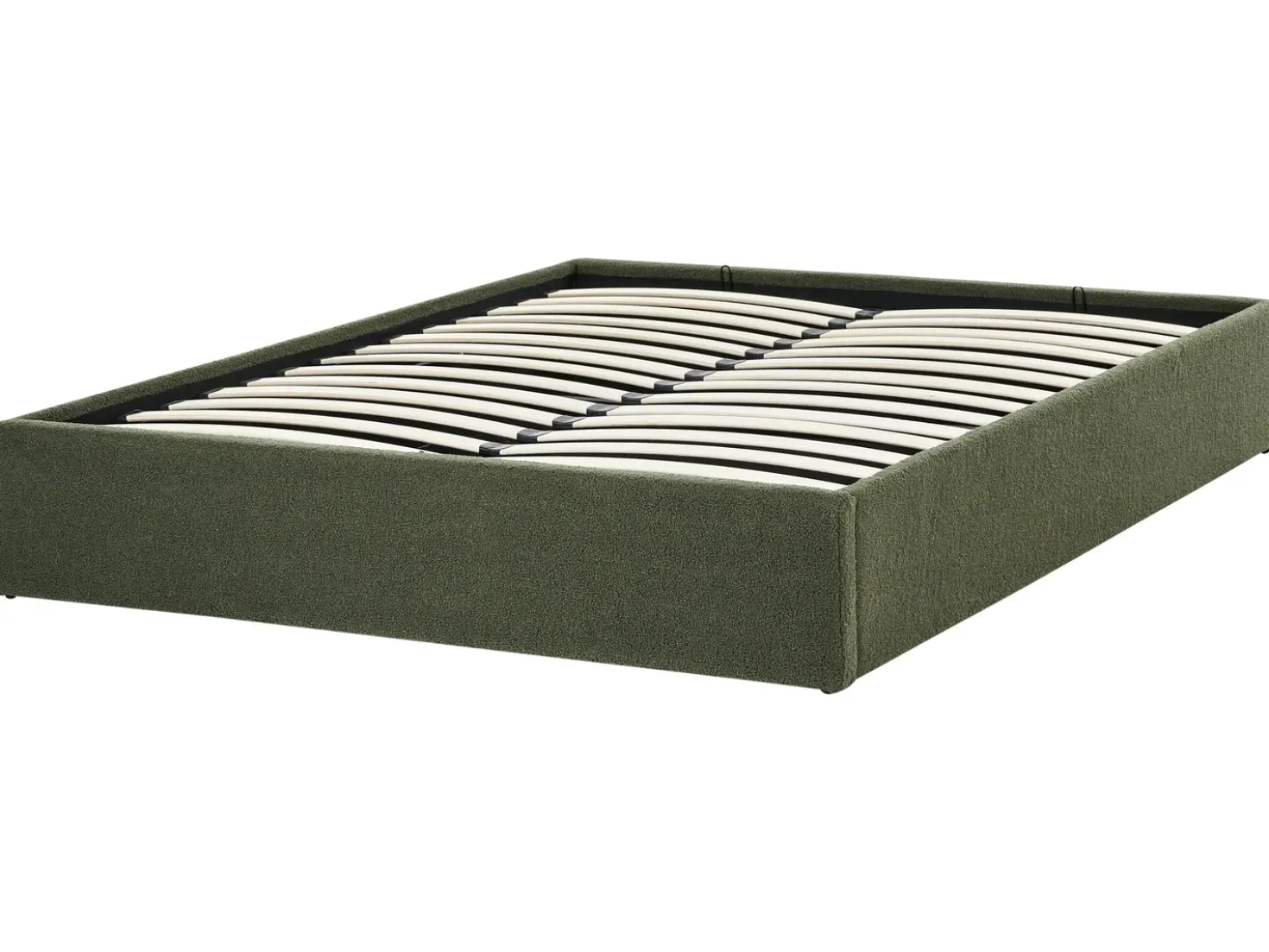 Letto con ottomano senza testata Bouclé DINAN 160 x 200 cm Verde scuro