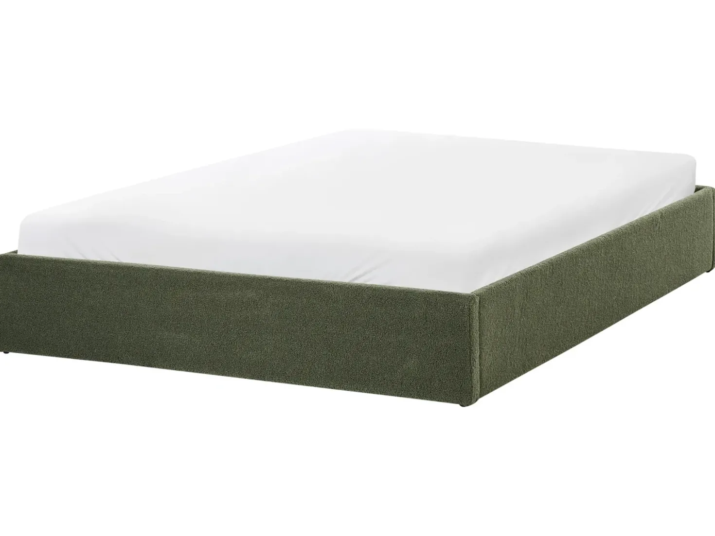 Letto con ottomano senza testata Bouclé DINAN 160 x 200 cm Verde scuro