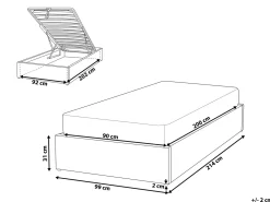 Letto con ottomano senza testata Bouclé DINAN 90 x 200 cm Bianco sporco