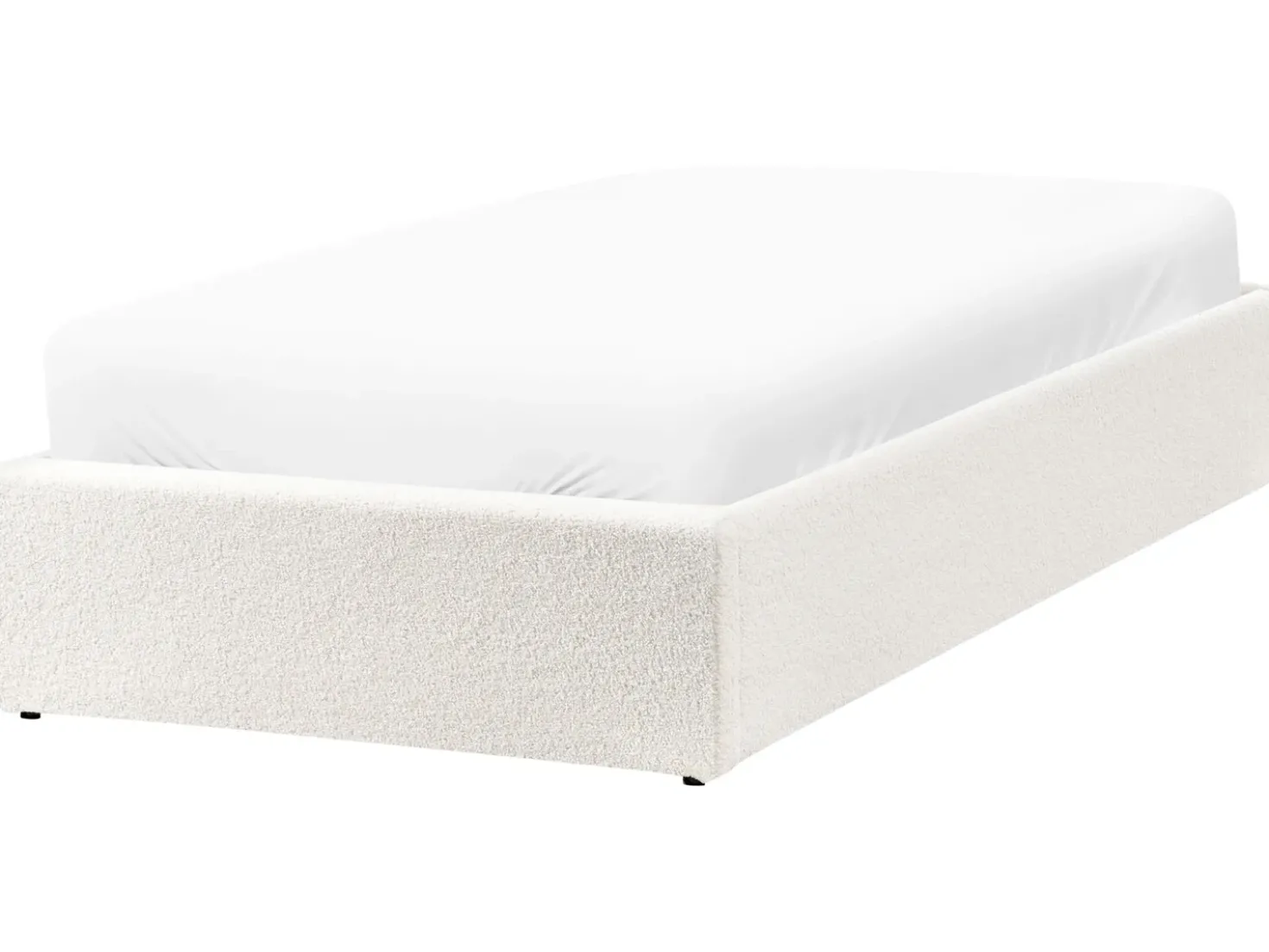 Letto con ottomano senza testata Bouclé DINAN 90 x 200 cm Bianco sporco