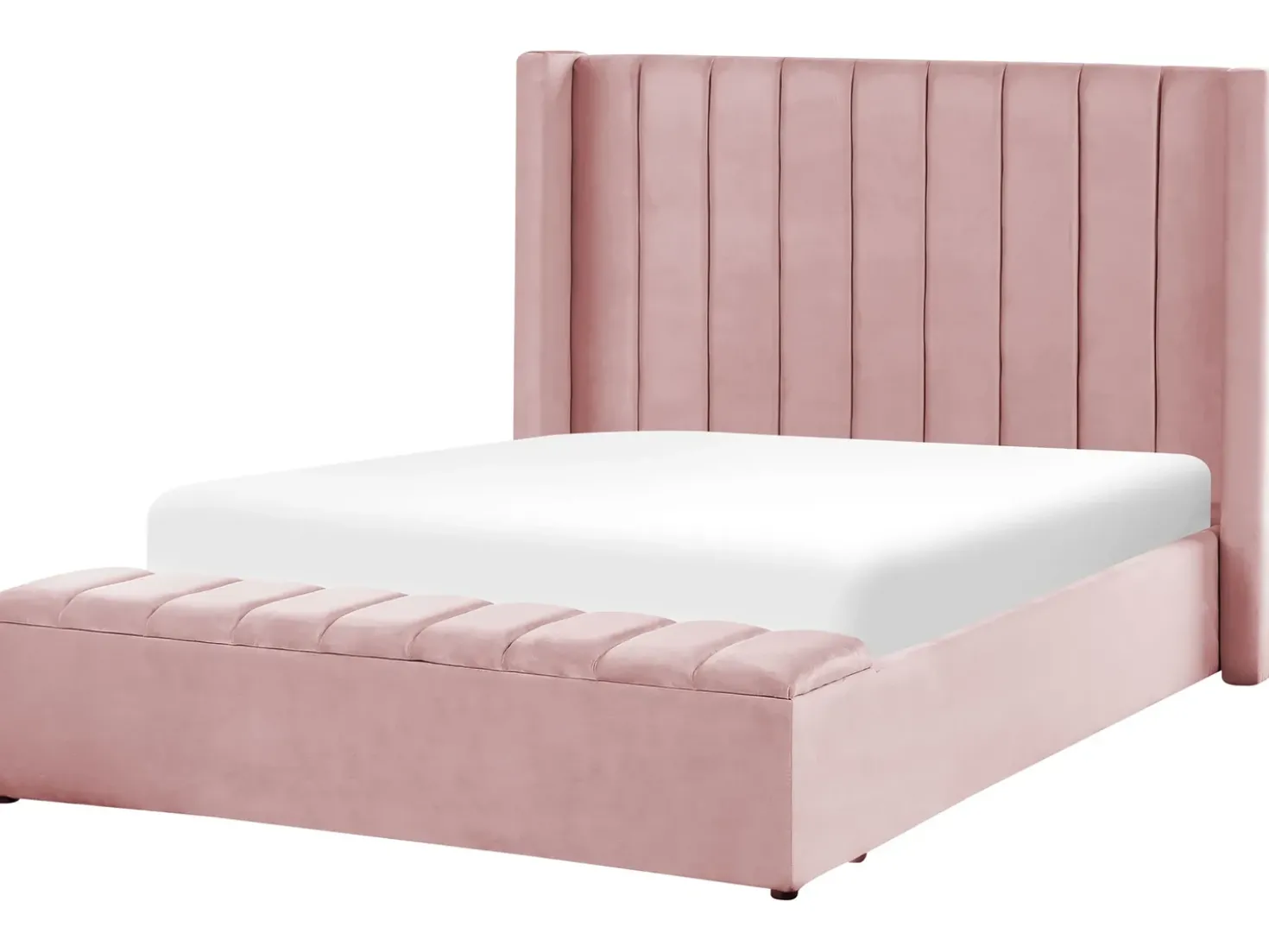 Letto con panca contenitore Velluto NOYERS 140 x 200 cm Rosa