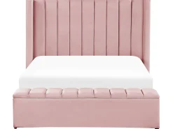Letto con panca contenitore Velluto NOYERS 140 x 200 cm Rosa
