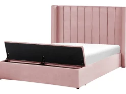 Letto con panca contenitore Velluto NOYERS 140 x 200 cm Rosa