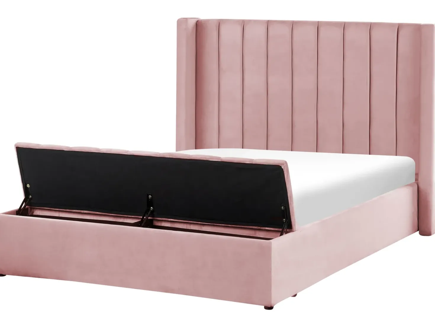 Letto con panca contenitore Velluto NOYERS 140 x 200 cm Rosa