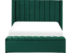 Letto con panca contenitore Velluto NOYERS 140 x 200 cm Verde smeraldo